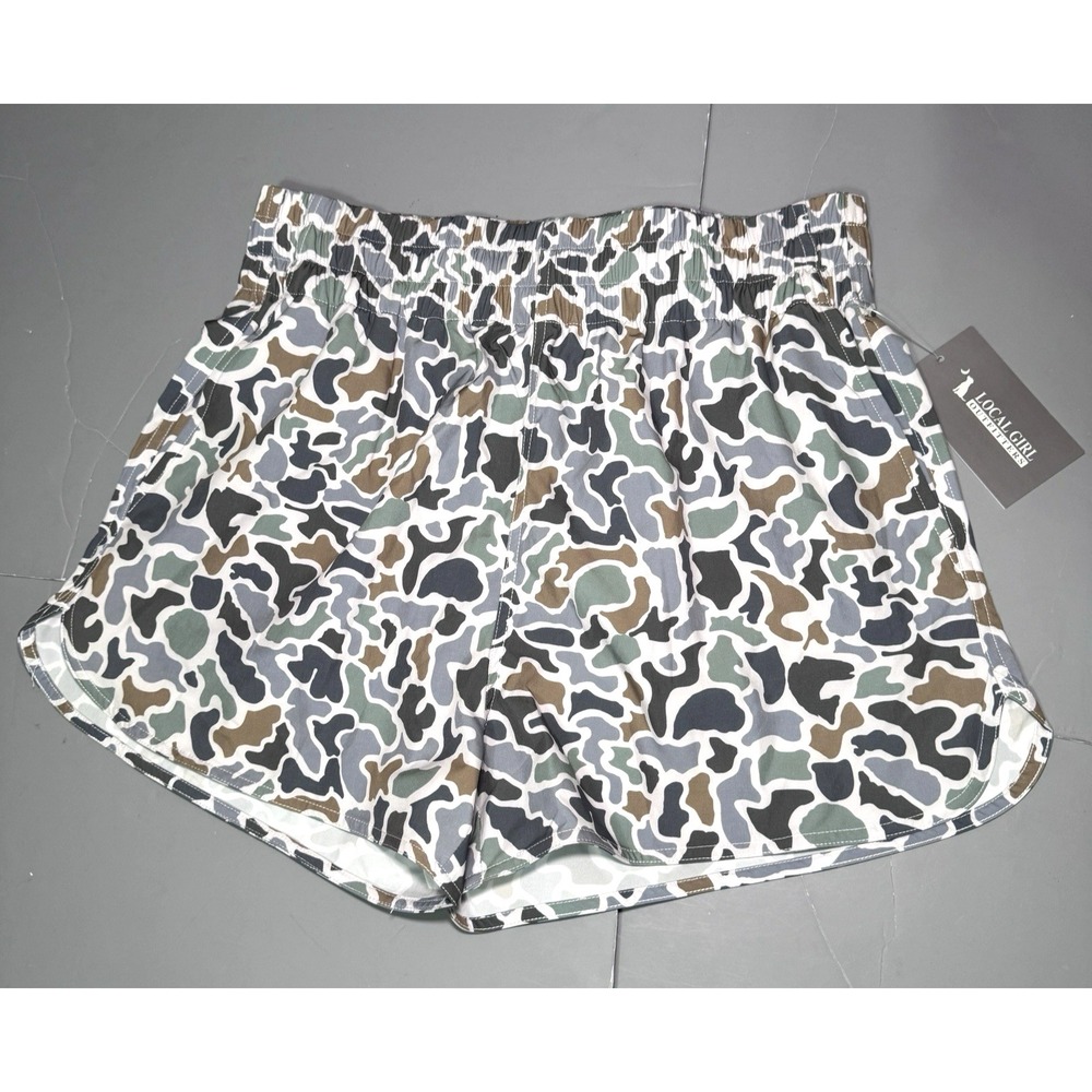 NWT Local Girl Outfitters High Waisted Volley Shorts Localflage Bluff Camo XL